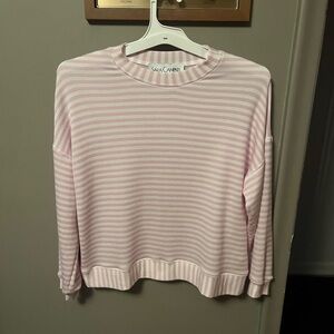 Sara Campbell Light Pink and White Striped Top